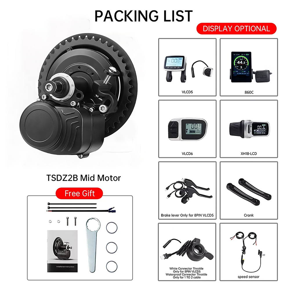 Tongsheng TSDZ2B BB 120mm 100m - High Torque Brushless Mid Motor Kit recension och pris